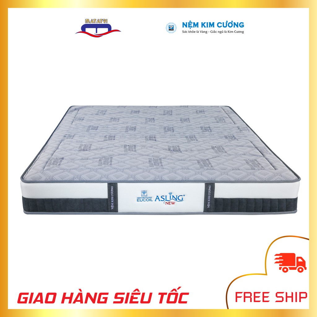Nệm lò xo túi độc lập tinh chất lô hội chính hãng đệm Kim Cương EU.COIL Asling New 2021 cao 25 cm.