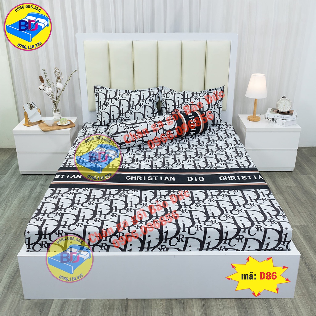 Bộ ga giường cotton poly bo chun chắc chắn( gồm 4 món)