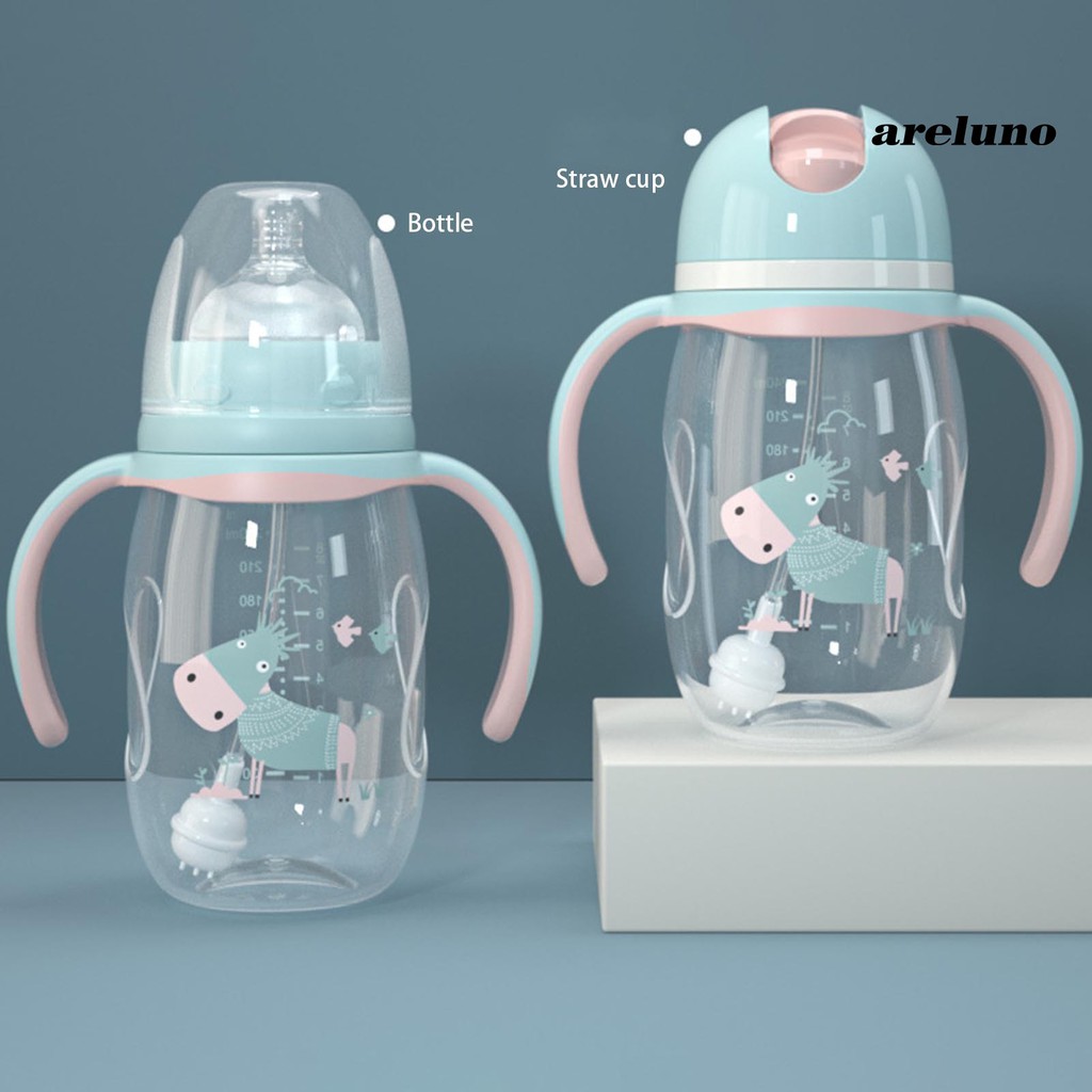 Bình sữa dung tích lớn 240/300ml có tay cầm chống rơi cho trẻ sơ sinh