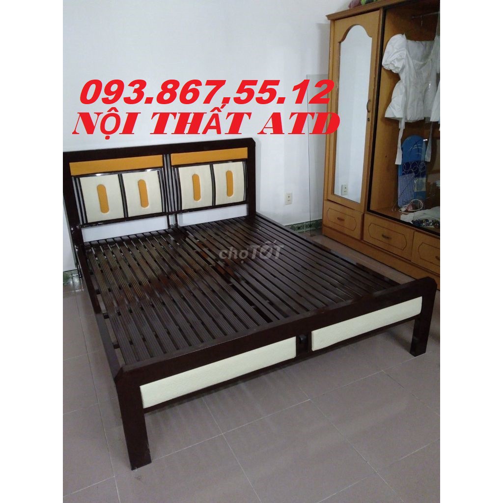 GIƯỜNG SẮT HỘP 4X8 CAO CẤP NGANG 1M6, DÀI 2M