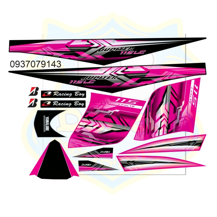 ( Quí khách vui lòng mang ra tiệm cho thợ dán ) Tem jupiter Lc livery hồng đen