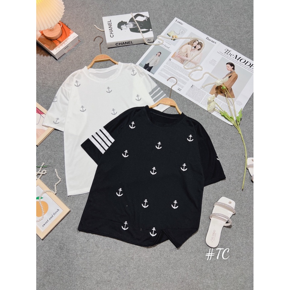 Áo phông form thụng mỏ neo tay 4 vạch nam nữ mặc đẹp (CT-39KT)