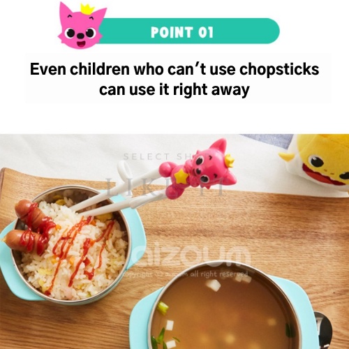 Đũa tập ăn hình cá mập hồng và tay phải dành cho trẻ em miễn phí vận chuyển từ Hàn Quốc