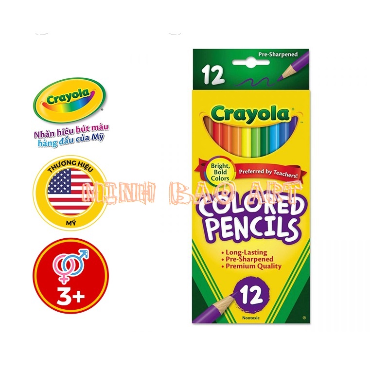 BÚT CHÌ 12 MÀU THÂN DÀI CRAYOLA