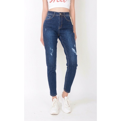 Quần jean nữ boyfriend cạp rách