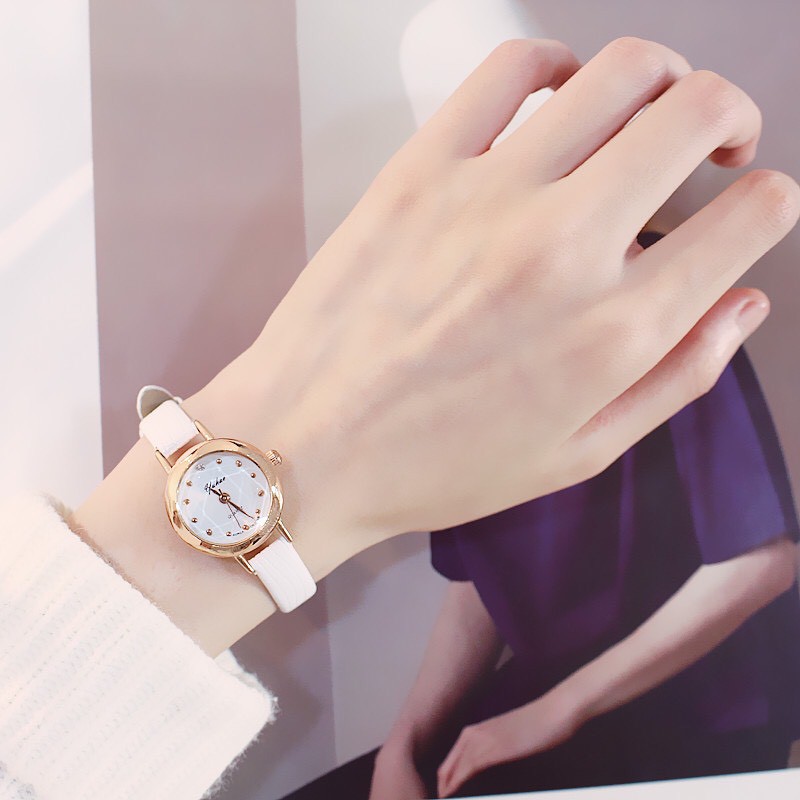 Đồng hồ nữ Yuhao dây da mặt kính vát 3d thời trang sành điệu thumbnail