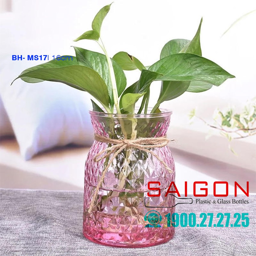 Binh hoa Thủy tinh nhiều màu sắc cao 16 cm | MS17