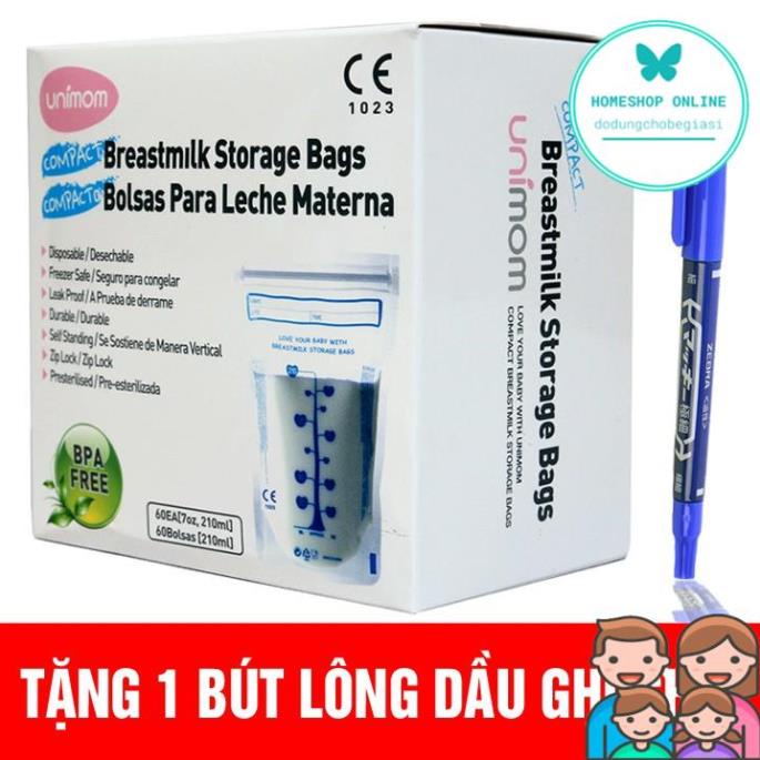 Hộp 30Túi trữ sữa Unimom Hàn Quốc 210ml không có BPA