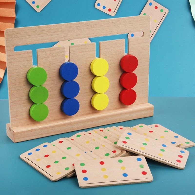 Bảng tìm logic, bảng núm 3 màu - Giáo cụ Montessori