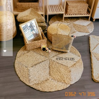 Thảm Lục Bình,Thảm Cói Tròn Múi Đặc Ngôi Sao Vintage - Decor (Trang Trí), Trải Sàn, Phông Chụp Cực Xinh (Hàng Xuất Khẩu)