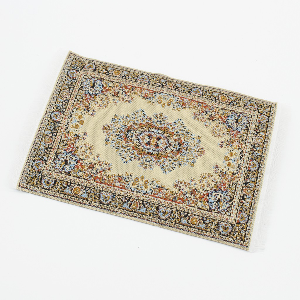 [Chiwanji] Thảm Lót Sàn Nhà Búp Bê Bằng Vải Dệt Màu Be Tỉ Lệ 1 / 12