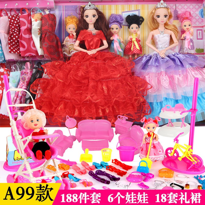 Thay thế Bộ búp bê Barbie hộp quà lớn váy cưới công chúa bé gái chơi nhà đồ biệt thự lâu đài