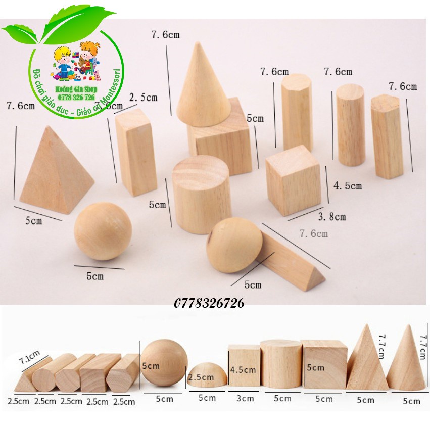 Bộ 12 khối hình học cơ bản ứng dụng trong dạy học theo phương pháp Montessori