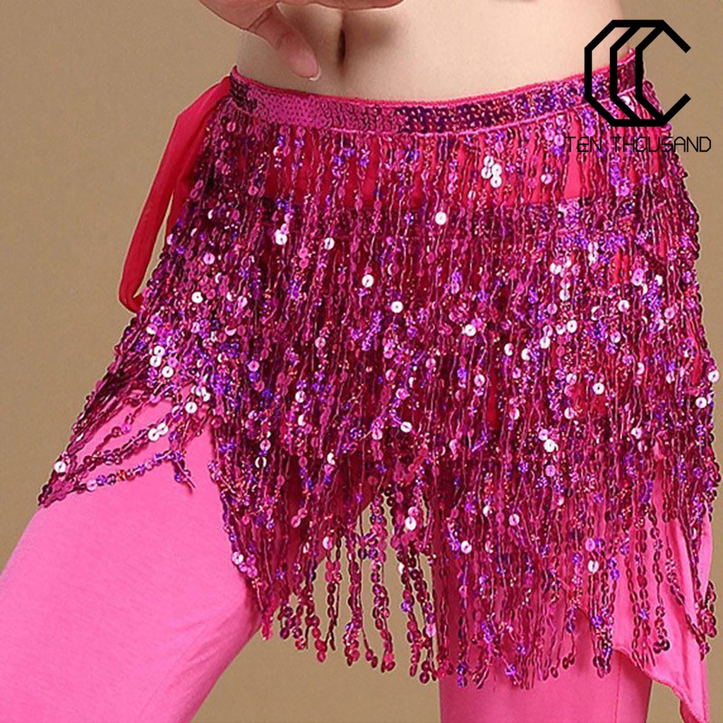 ✧Khăn Choàng Hông Múa Bụng Đính Kim Sa Lấp Lánh