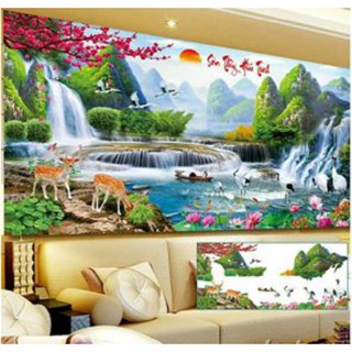 Tranh đính đá Sơn thủy hữu tình Khổ lớn (200 x 98cm)