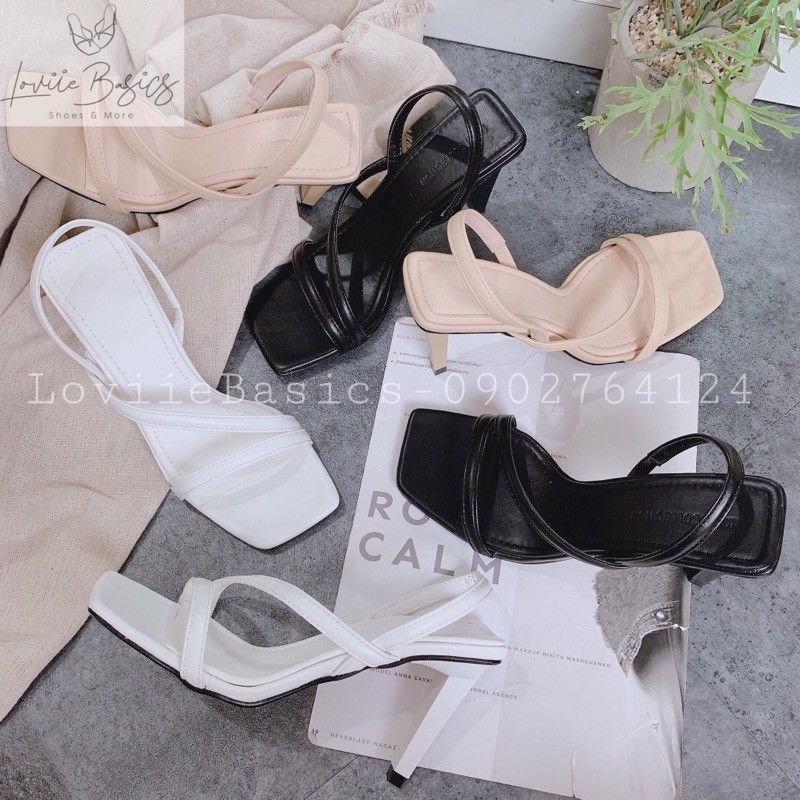 LOVIIE BASICS - GIÀY SANDAL CAO GÓT 9P QUAI MẢNH ĐẾ VUÔNG - GIÀY CAO GÓT 9CM DÂY CHÉO - SANDAL CAO GÓT 9P DÂY G201011