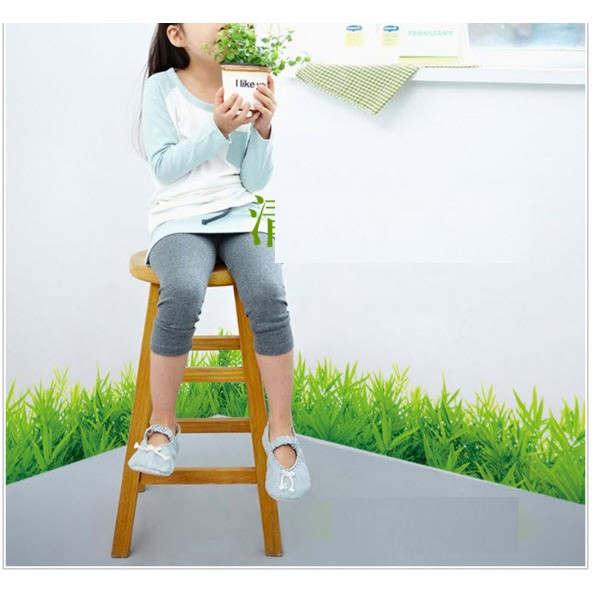 Decal dán tường decal trang trí chân tường lá xanh BINBIN CT37 (Có keo sẵn)