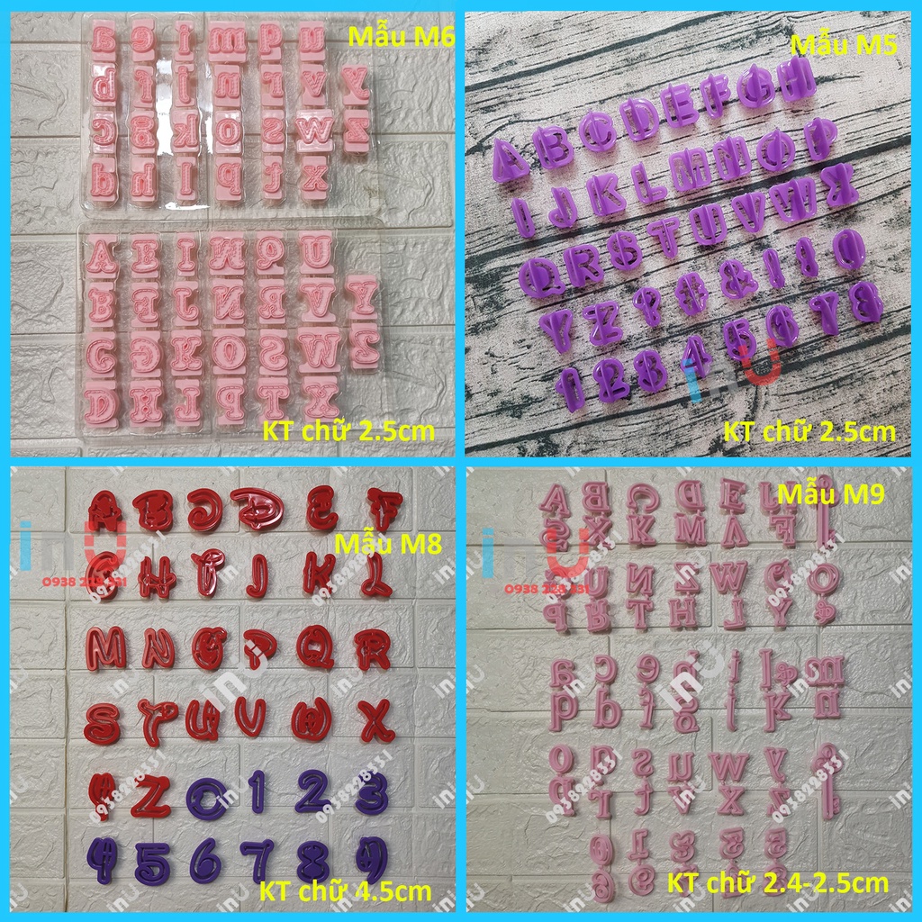 HCM - Khuôn cutter chữ cái, chữ số làm bánh quy, cắt fondant chữ trang trí bánh kem, bánh cupcake