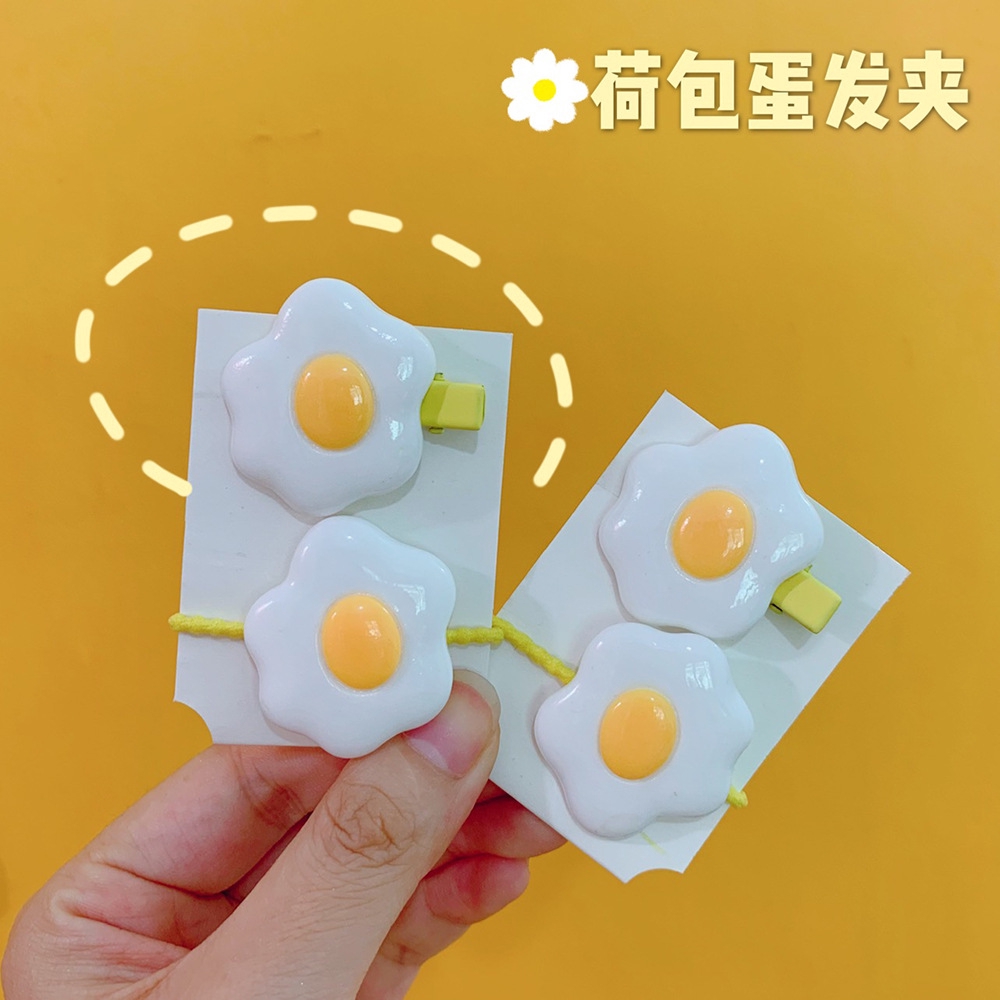 Set Kẹp Tóc Hoạ Tiết Trứng Chiên Dễ Thương Xinh Xắn Kiểu Hàn Quốc