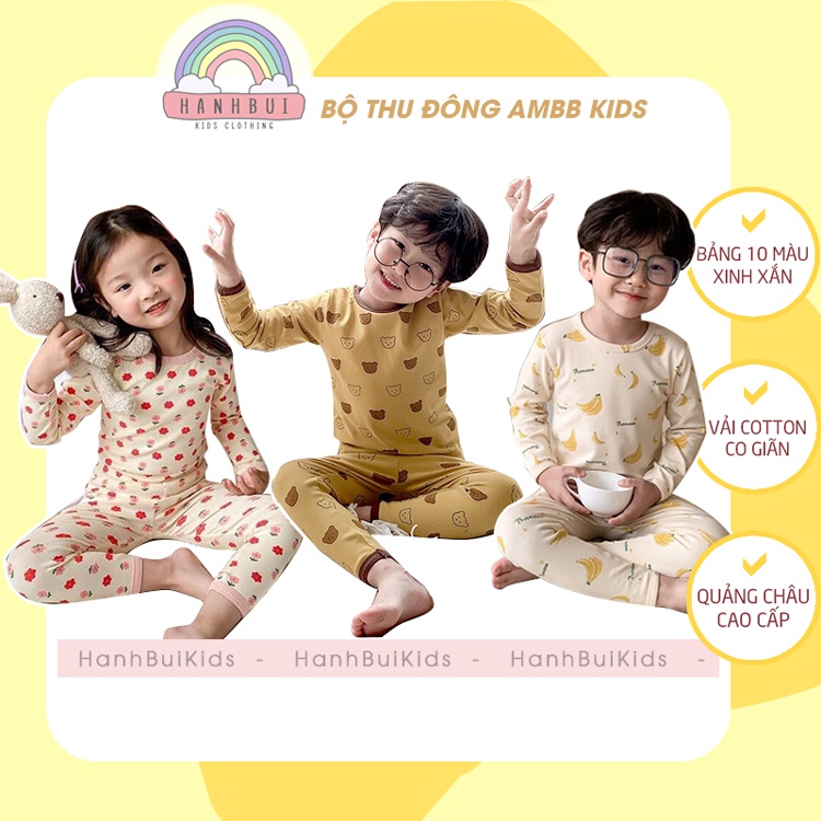 Bộ thu đông dài tay cho bé AMBB KIDS vải cotton mềm đẹp - Hàng Quảng Châu Cao Cấp