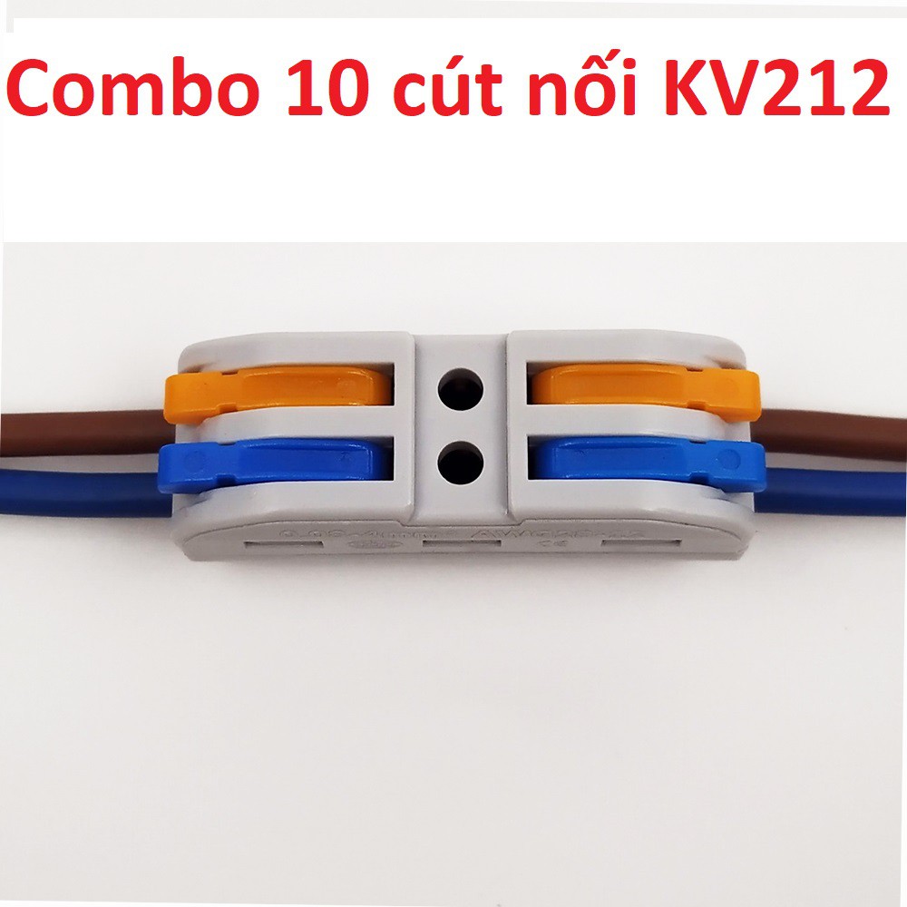 Combo 10 Cút nối dây điện đôi 2P 2 cổng vào 2 cổng ra KV212 PCT-222