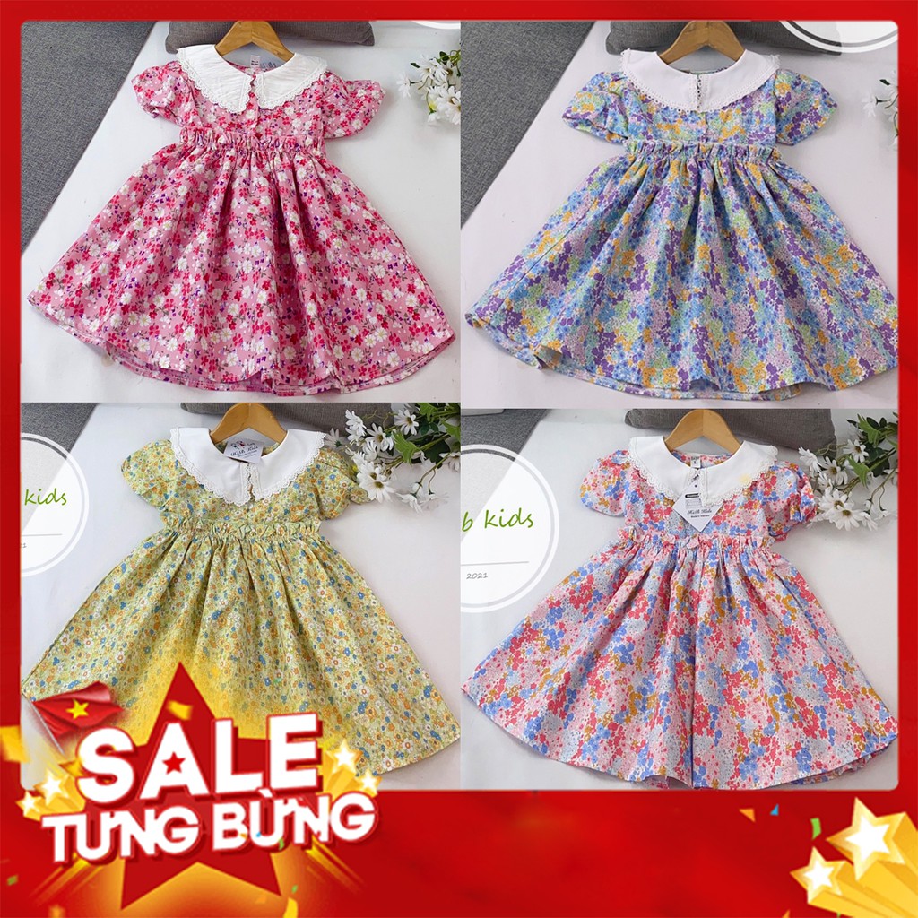 8-20kg Váy Hoa Nhí Vải Cực Xinh, Cổ Sen Phối Ren-Shop Bốn Mùa