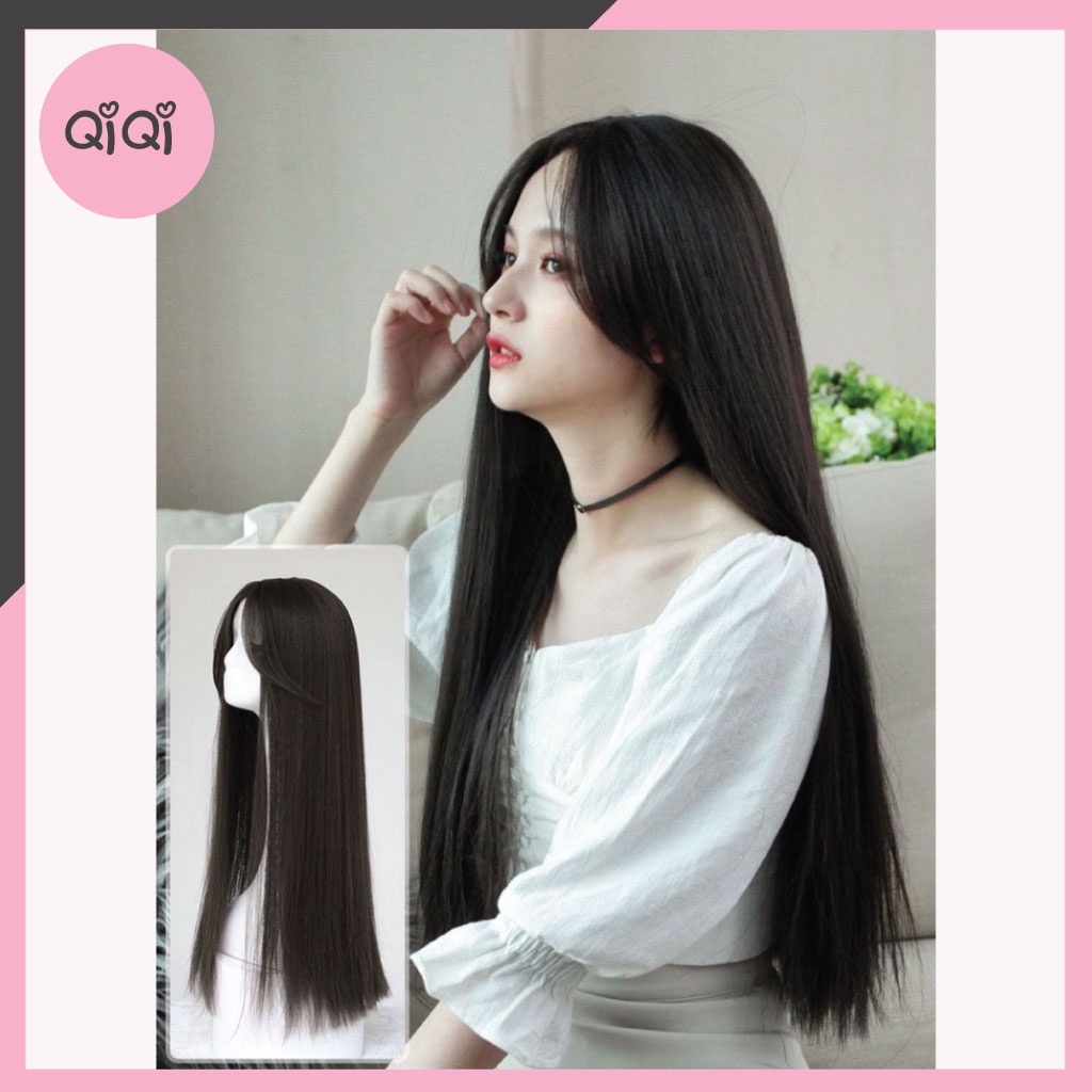 Tóc Giả Nguyên Đầu Hai Mái Hất Thẳng (Tặng Kèm Mũ Lưới) QiQiShop