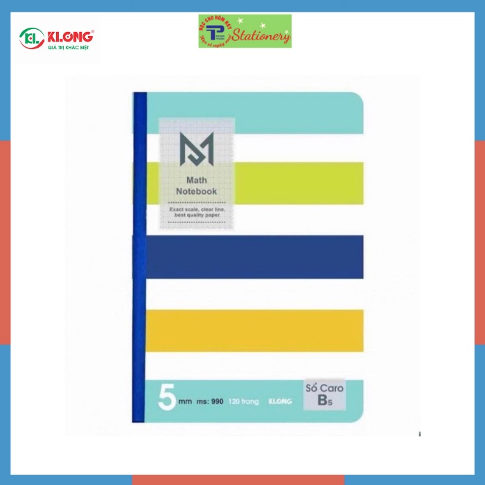 Vở may dán gáy Klong khổ B5 120,200 trang Caro MS 990,991