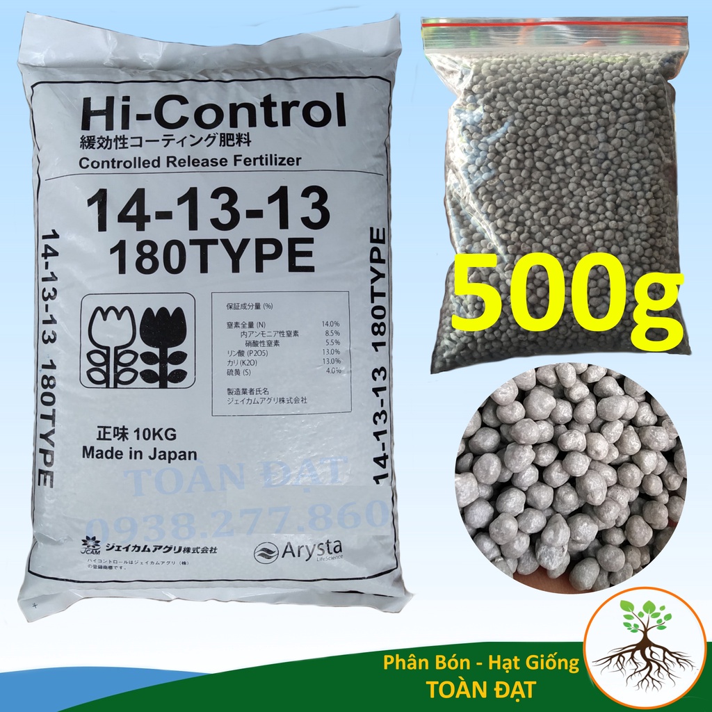 (500g) Phân chì tan chậm Nhật Bản Hi control 14-13-13 180TYPE, Phân bón chuyên dùng cho hoa lan, cây cảnh