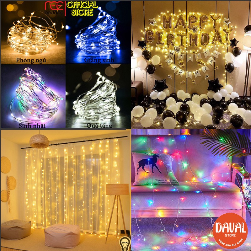 Đèn led trang trí 🌞SALE🌞 dây led cuốn cây ngày tết noel nhà ở chơp nháy đom đóm 7 màu đơn màu 5m 50 bóng DLTTRI