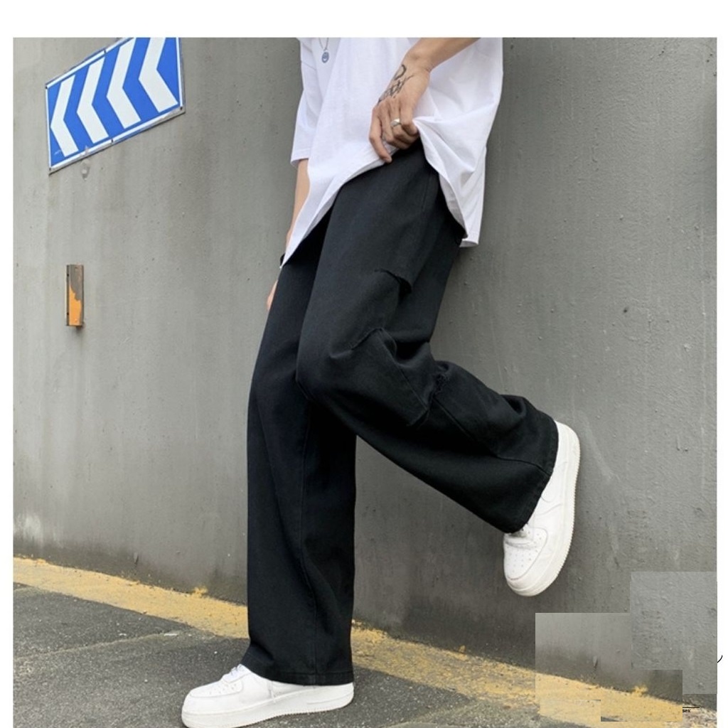 Quần kaki baggy nam ống rộng unisex cao cấp hai màu đen trắng QD23