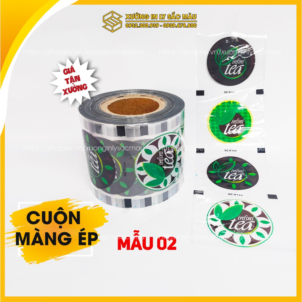 Cuộn màng ép ly, màng dập cốc in sẵn họa tiết vui tươi