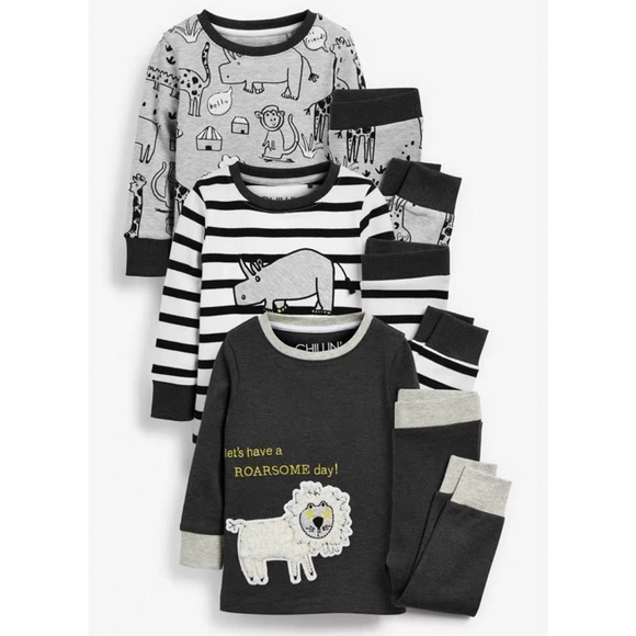 Set 3 bộ cotton dài tay ZOO Ne❌t cho bé trai siêu đẹp, chất cotton mềm dư mặc rất thích. Set này màu đen trắng xám ghi