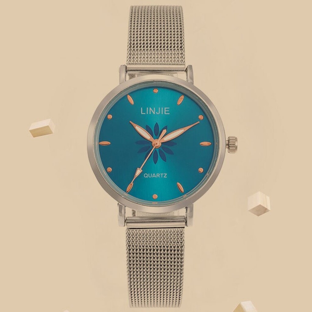 Đồng hồ đeo tay nữ dây kim loại mặt tròn thời trang chống nước tiêu chuẩn