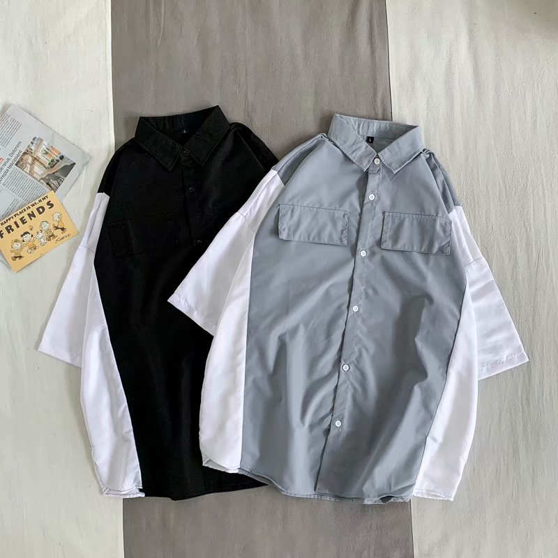 Áo Sơ Mi Form Rộng Ngắn Tay Phong Cách Hàn Quốc Dành Cho Nam | BigBuy360 - bigbuy360.vn
