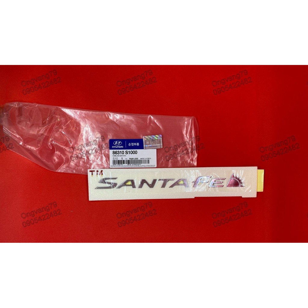 Logo chữ nổi Premium, Santafe, Htrac 2.2D, Htrac, 2.2D dán đuôi xe Santafe 2019, 2020, 2021