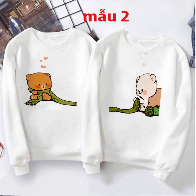 Áo đôi (2 cái) siêu cute chất da cá phom rộng siêu ấm