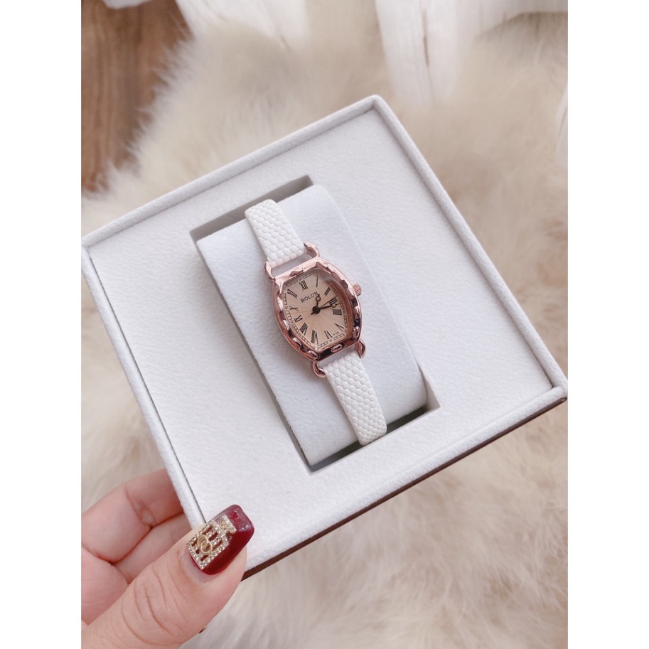 [Siêu hot] Đồng hồ nữ Bolun dây da Fullbox Mặt chữ nhật đính đá siêu xinh size 22mm. Đồng hồ thời trang giá rẻ | BigBuy360 - bigbuy360.vn