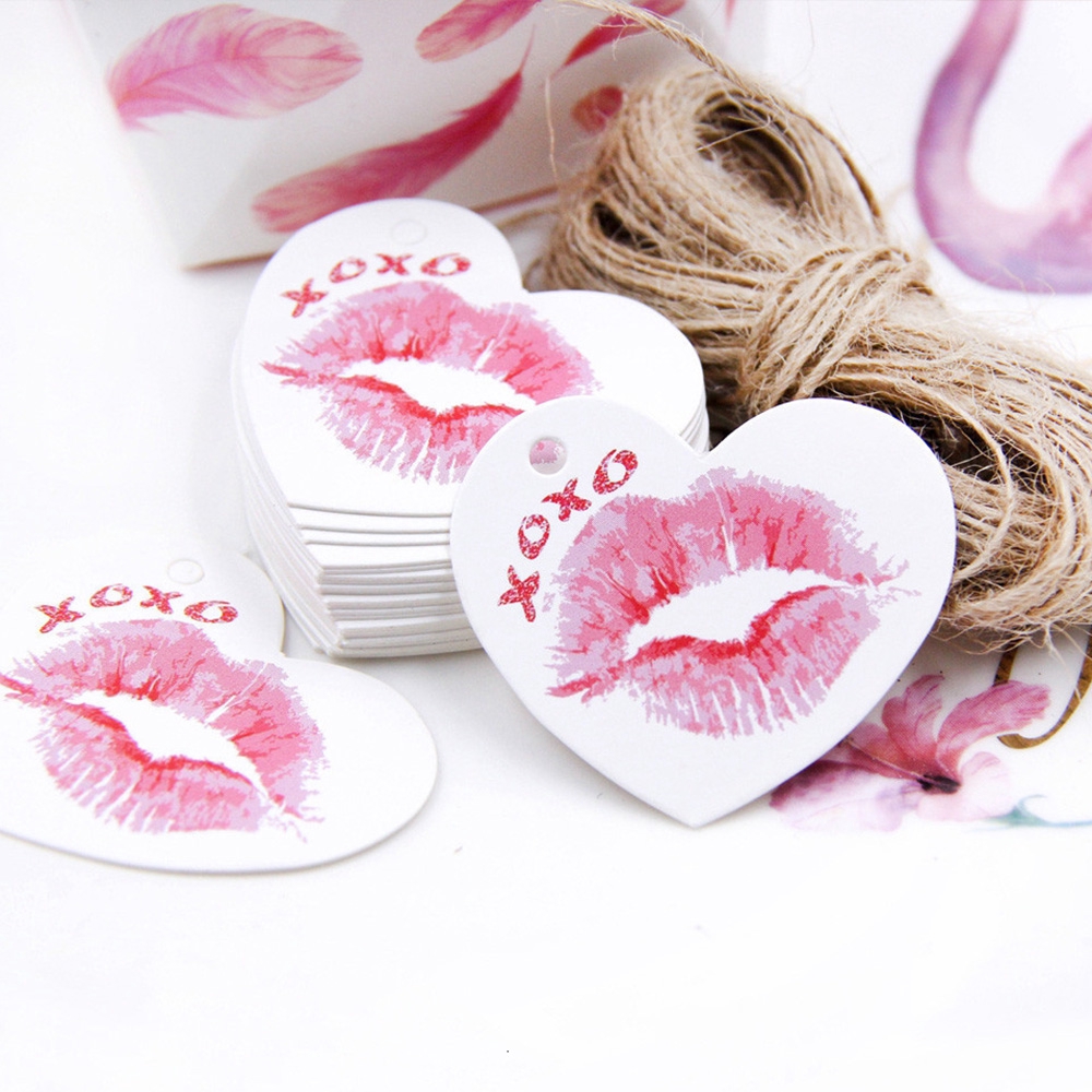 50 thẻ treo bằng giấy kraft hình trái tim cho quà tặng