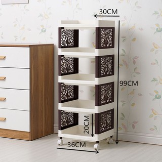 Kệ để đựng đồ đa năng 4 tầng có bánh xe đẩy spa di động nhà bếp, phòng khách, có thể lắp ráp