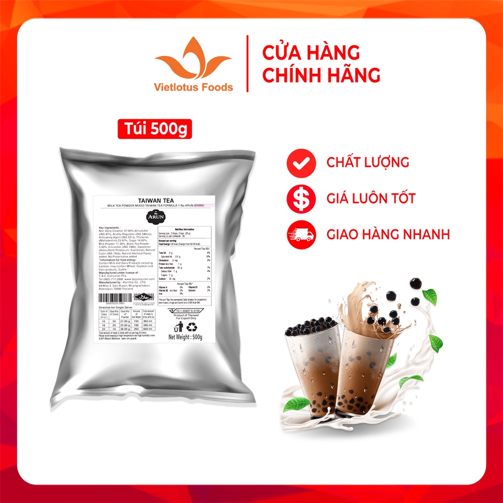 Bột trà sữa Đài Loan - Na Arun 500g Thơm ngon đúng vị - Hàng nhập khẩu