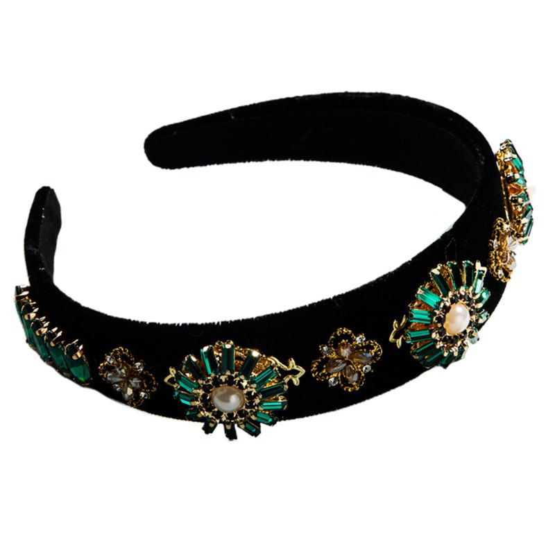 Flgo Băng Đô Nhung Đính Đá Nhiều Màu Sắc Phong Cách Vintage Pháp Cho Nữ