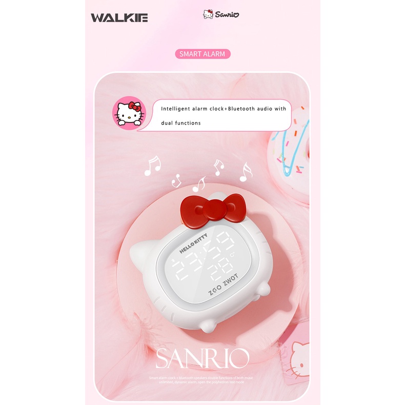 SANRIO Đồng Hồ Báo Thức Thông Minh Kết Nối Bluetooth Hình Mèo Kitty Có Đèn Led Đa Năng