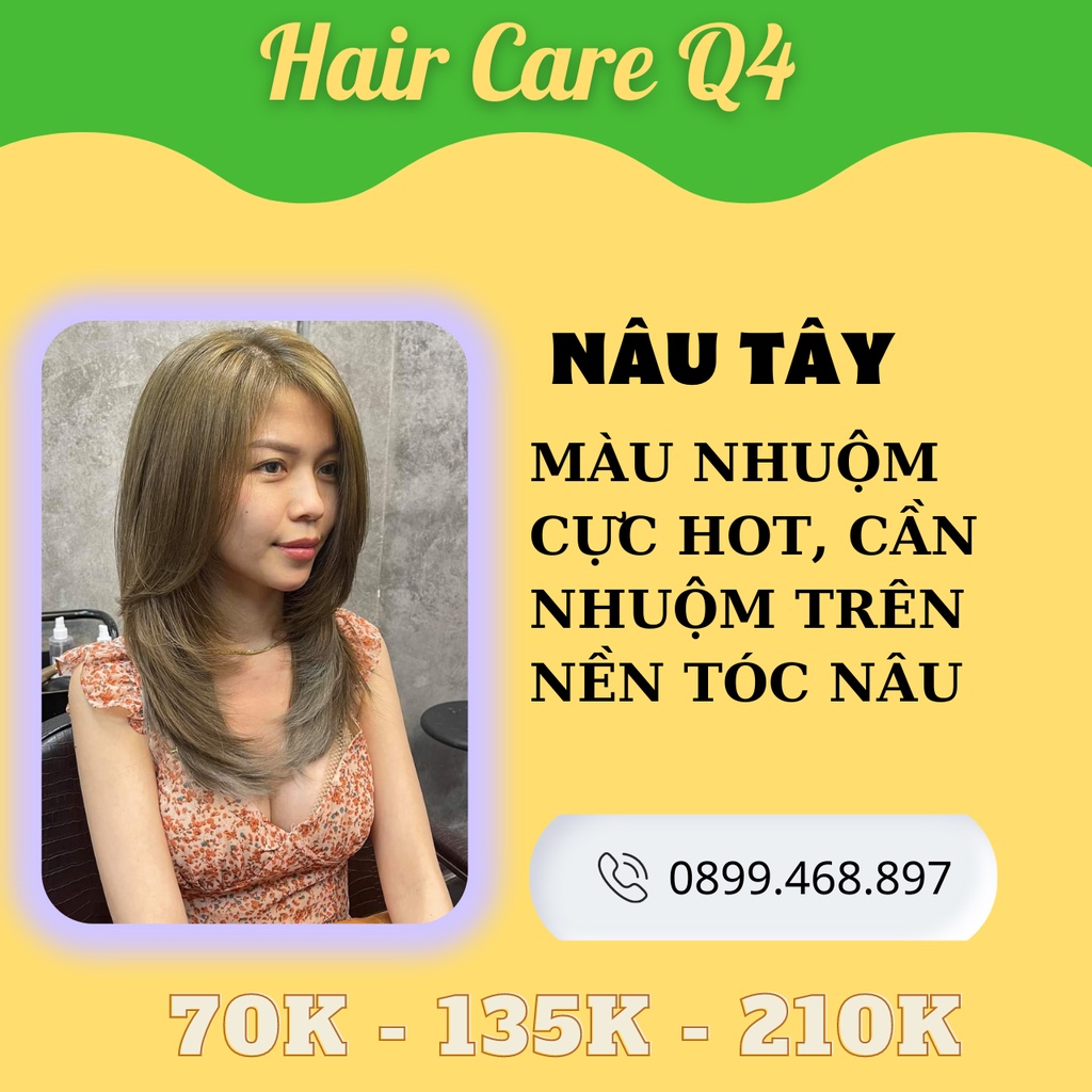 Thuốc nhuộm tóc Màu nâu tây, nâu sáng, nâu ánh kim, nâu ánh xám nâu trà không tẩy - Hair CAre Q4