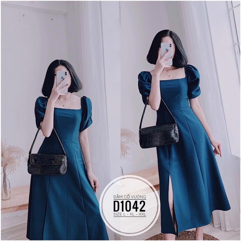 Bigsize Đầm cổ vuông xẻ tà D1042