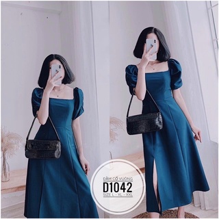 Bigsize Đầm cổ vuông xẻ tà D1042