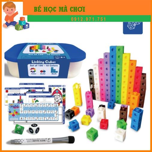 Bộ học toán và xếp hình sáng tạo NUMBER BLOCK Linking Cubes 100 khối cho bé