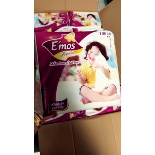 Gói khăn giấy vuông e'mos premium mềm mịn chính hãng cao cấp 100 tờ