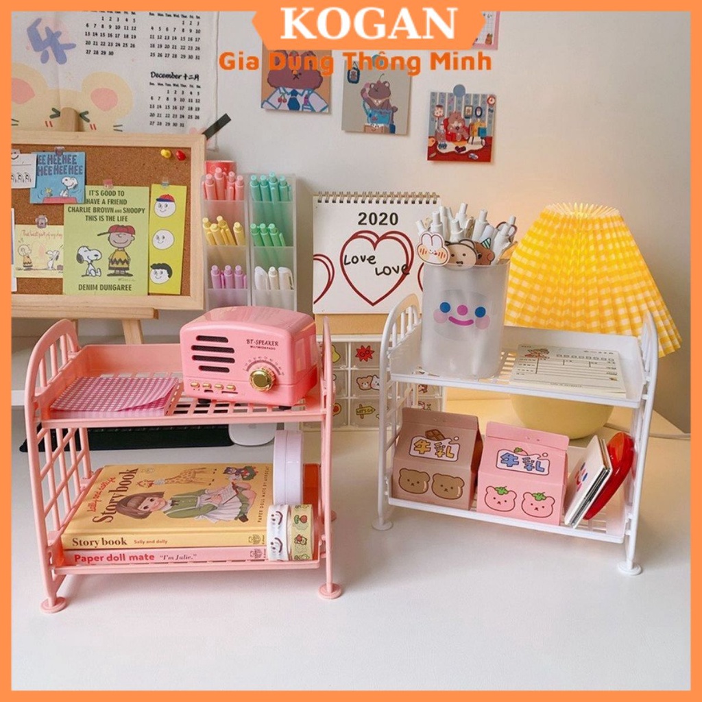 Kệ Nhựa Mini 2 Tầng Để Bàn - Kệ Nhựa Đựng Đồ Đa Năng Nhỏ Gọn Xinh Xắn - Khay Để Mỹ Phẩm 1707