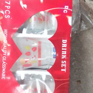 Bộ bình và 6 cốc thủy tinh hoa